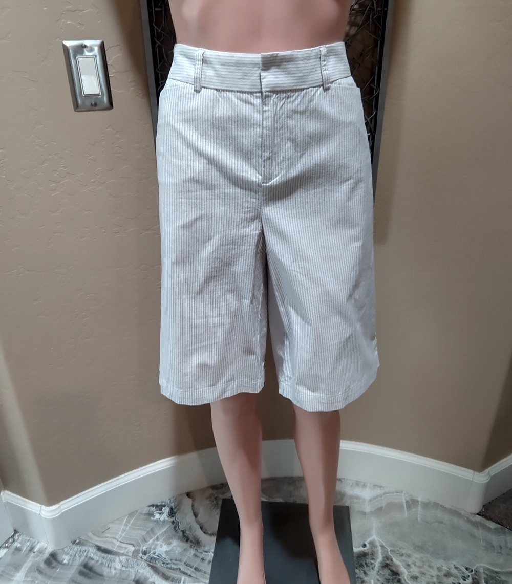 Dockers White Bermuda Shorts with Pinstripes